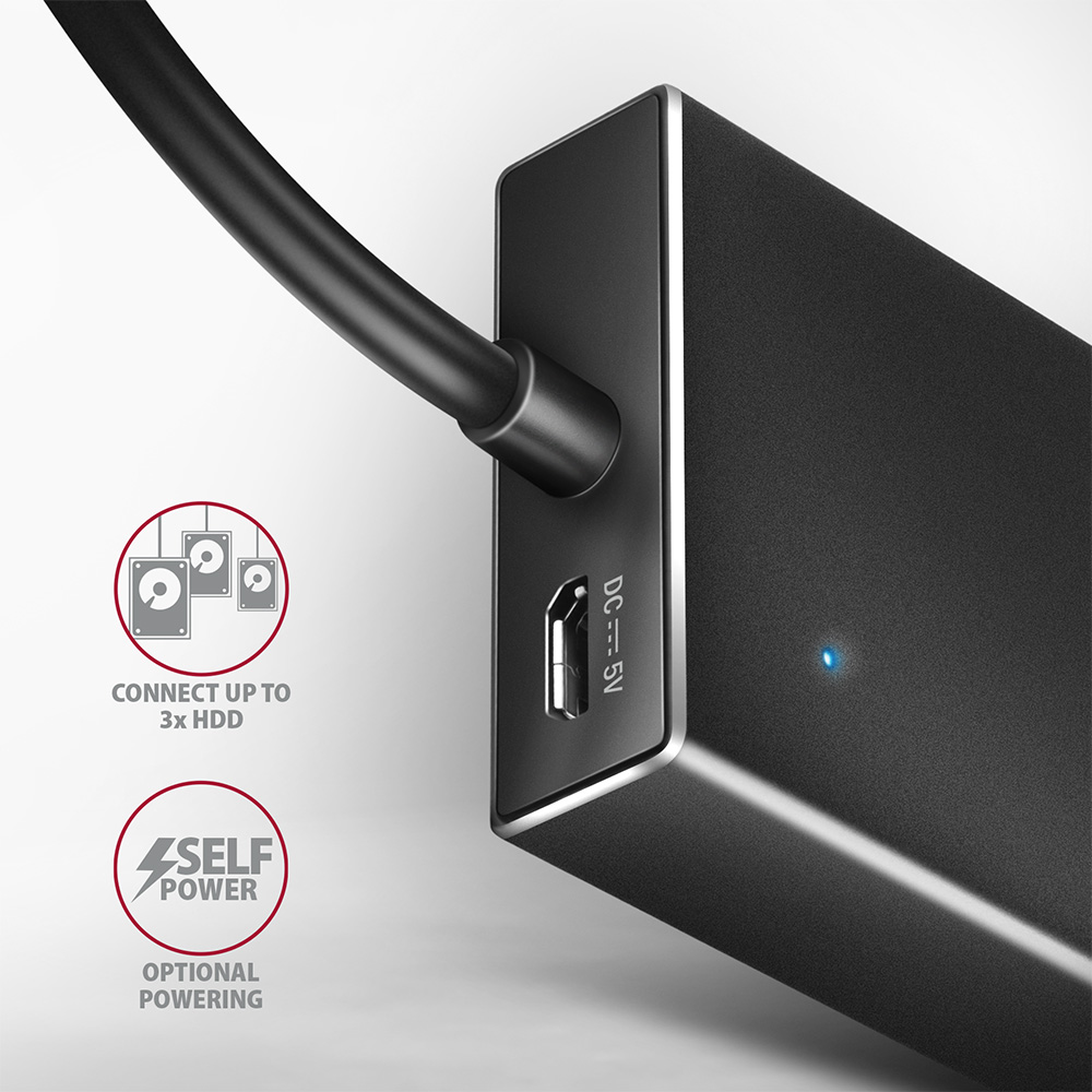 HUB AXAGON HUE-F7C SuperSpeed USB-C Charging Hub, Fekete