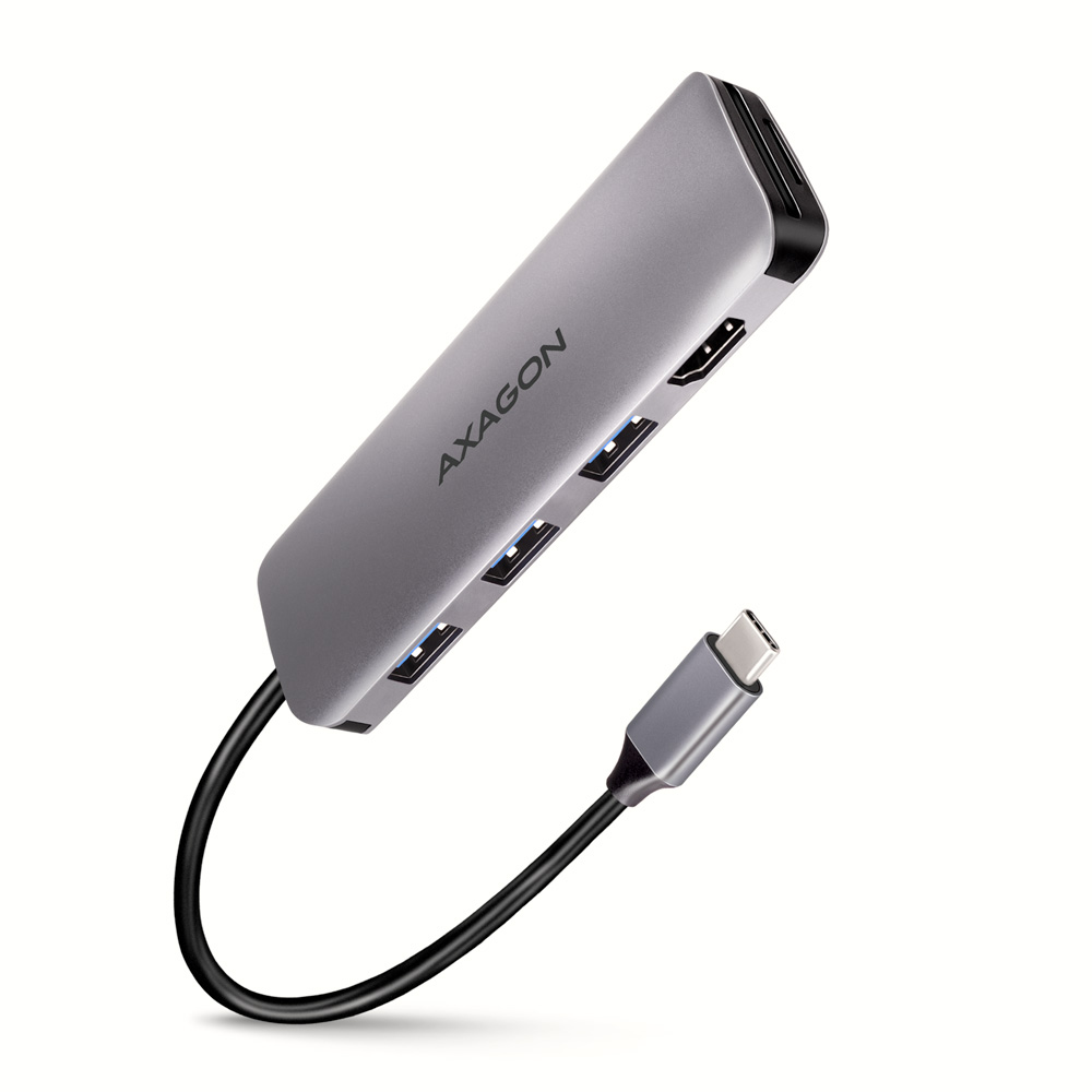AXAGON HMC-HCR3A USB-Hub, 3x USB-A + HDMI + SD/microSD, USB-C 3.2 Gen 1, 20 cm USB-C cable