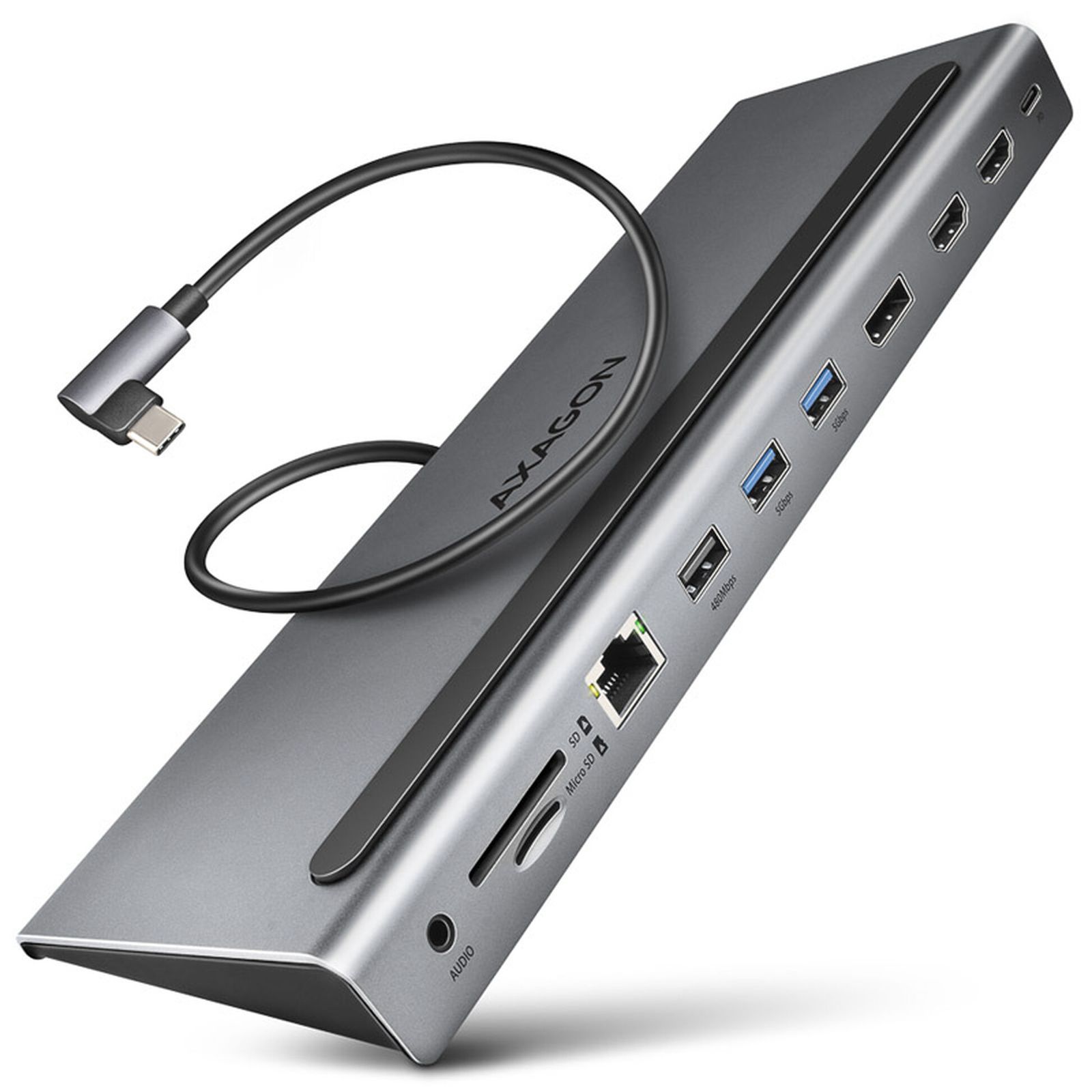 AXAGON HMC-4KX3 USB 3.0 Hub, MiniDP + 2x HDMI, LAN, PD, 3x USB-A