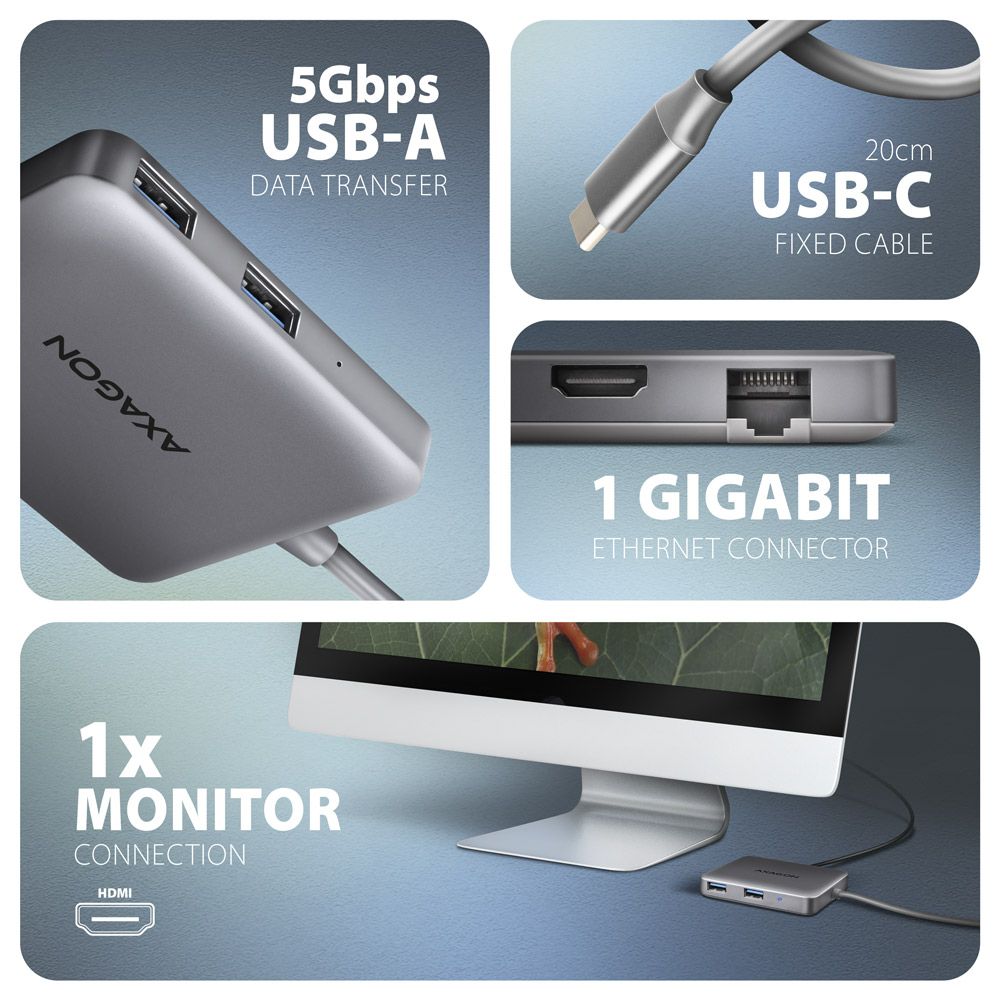 AXAGON HMC-5HL USB-C 5 Gbps SuperSpeed 5-in-1 Hub