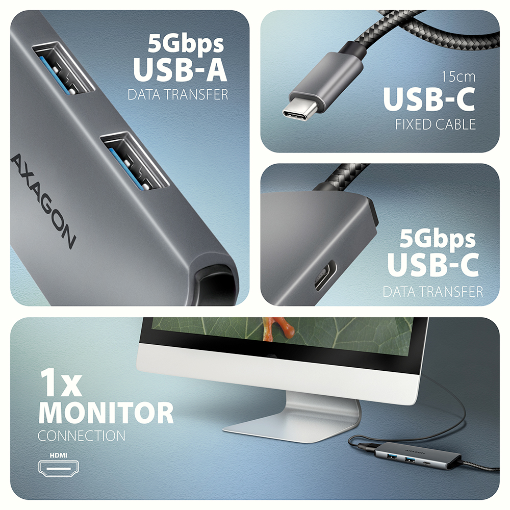 AXAGON HMC-5H8K USB-C 5Gbps 5in1 8K hub