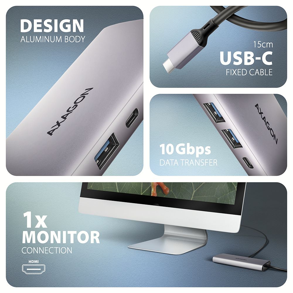 AXAGON HMC-6G2L USB-C 10 Gbps 6-in-1 Hub