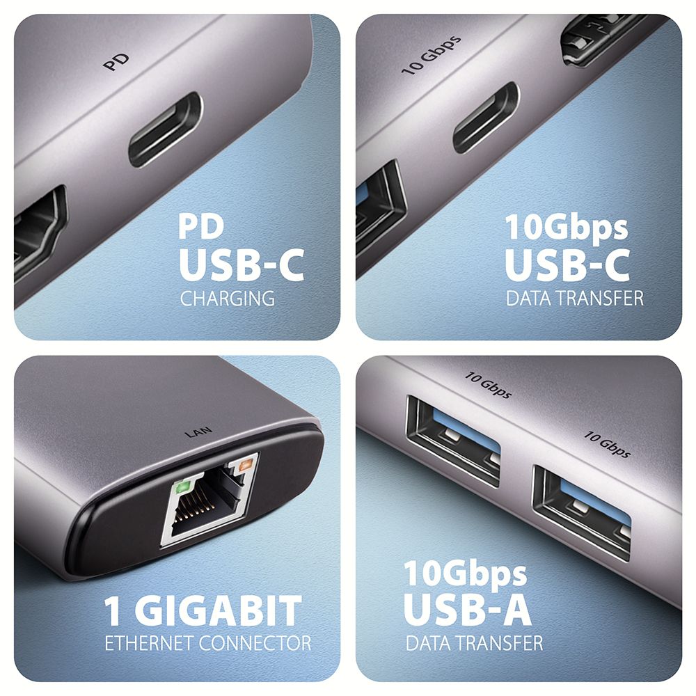 AXAGON HMC-6G2L USB-C 10 Gbps 6-in-1 Hub