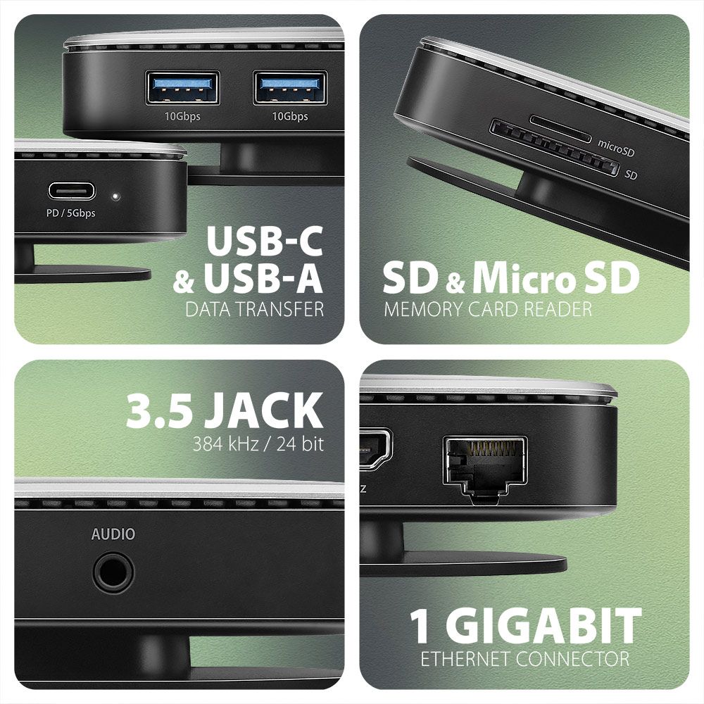 AXAGON HMC-UFO USB-C 10 Gbps UFO 9-in-1 Hub
