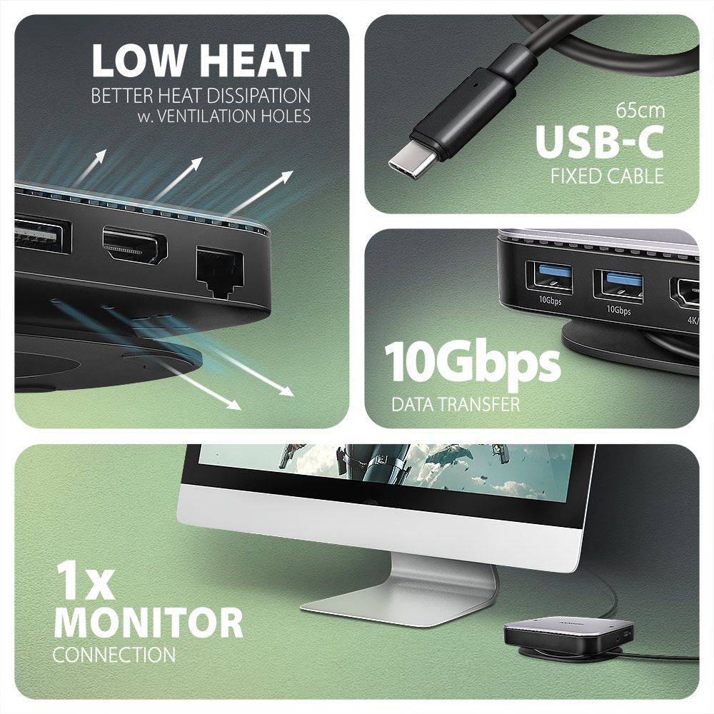 AXAGON HMC-UFO USB-C 10 Gbps UFO 9-in-1 Hub