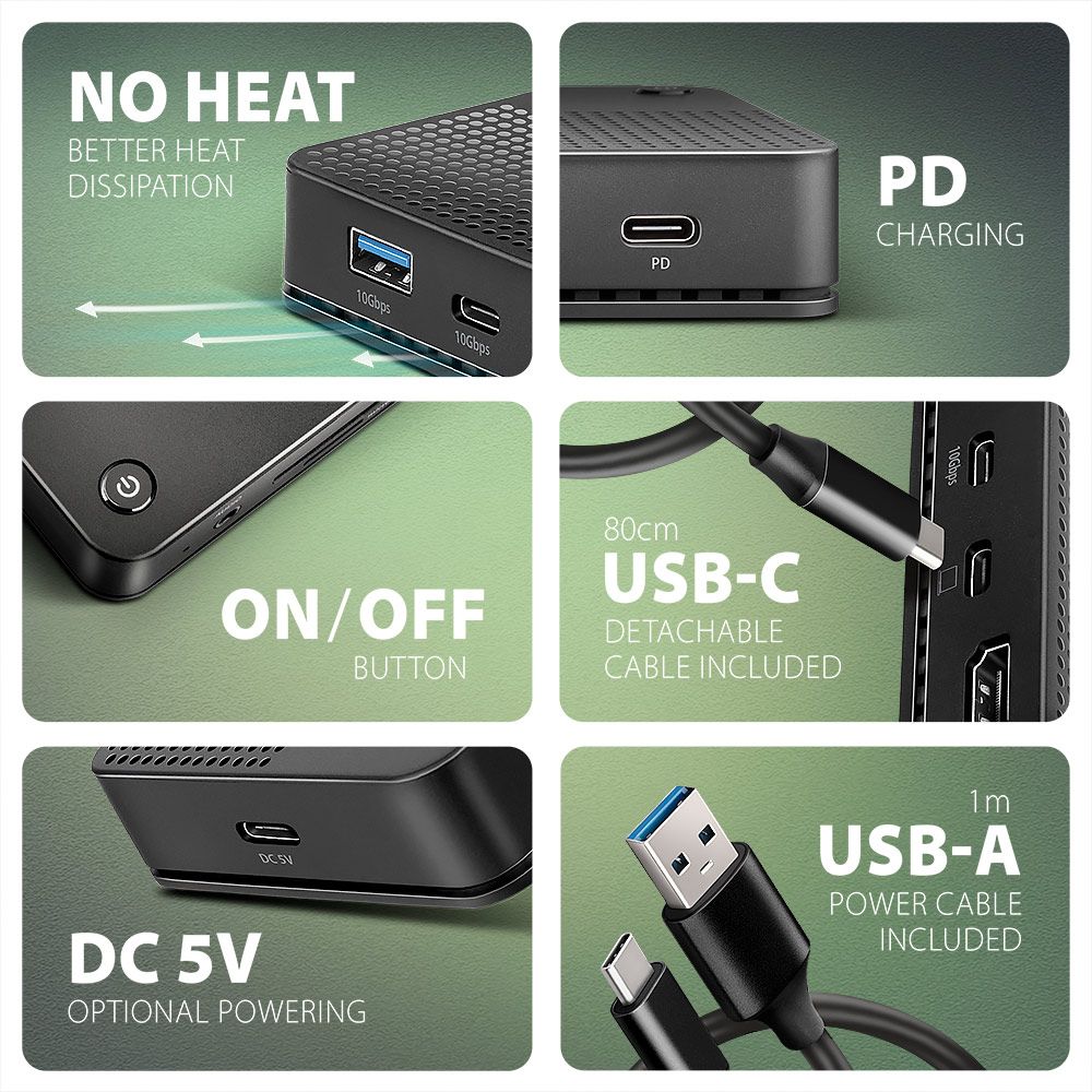 AXAGON HMC-U4 USB4 40 Gbps DUAL 4K DISPLAY 12-in-1 Dock
