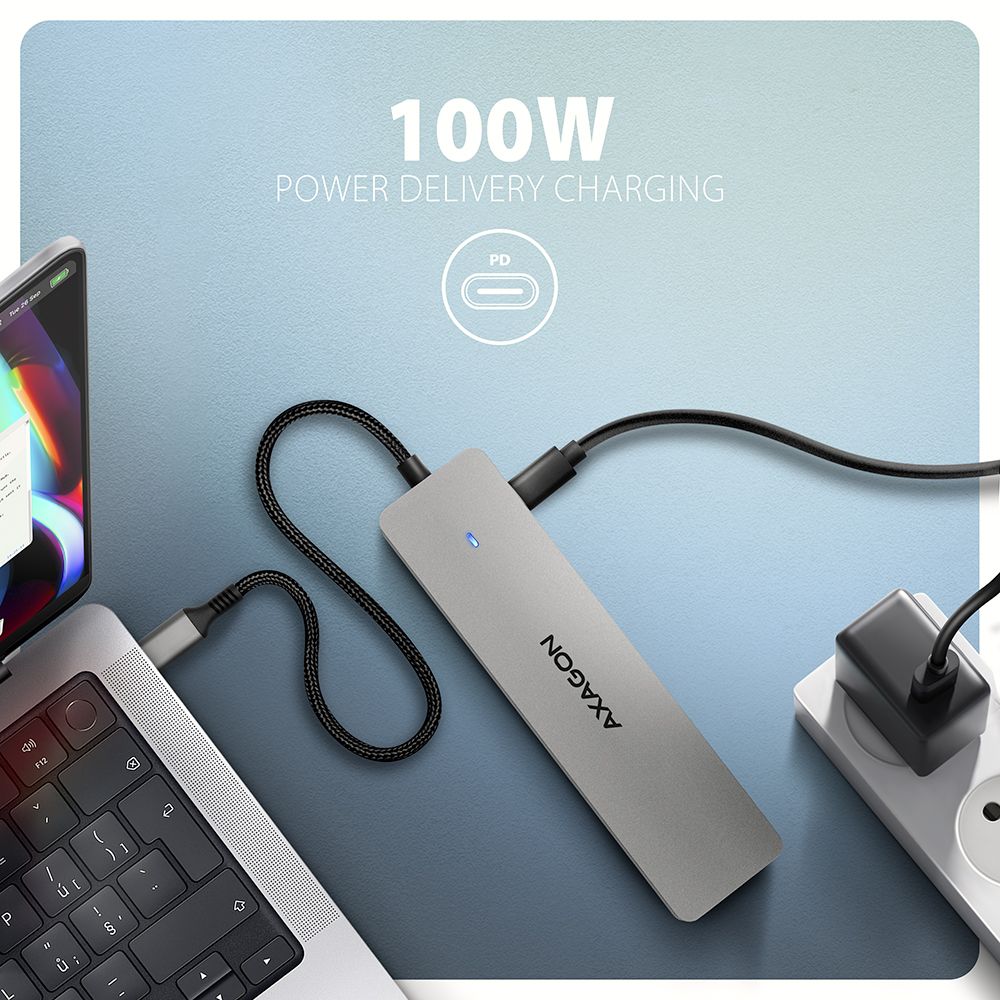 AXAGON HMC-7HX2 USB-C 5 Gbps DUAL 4K DISPLAY 7-in-1 Hub