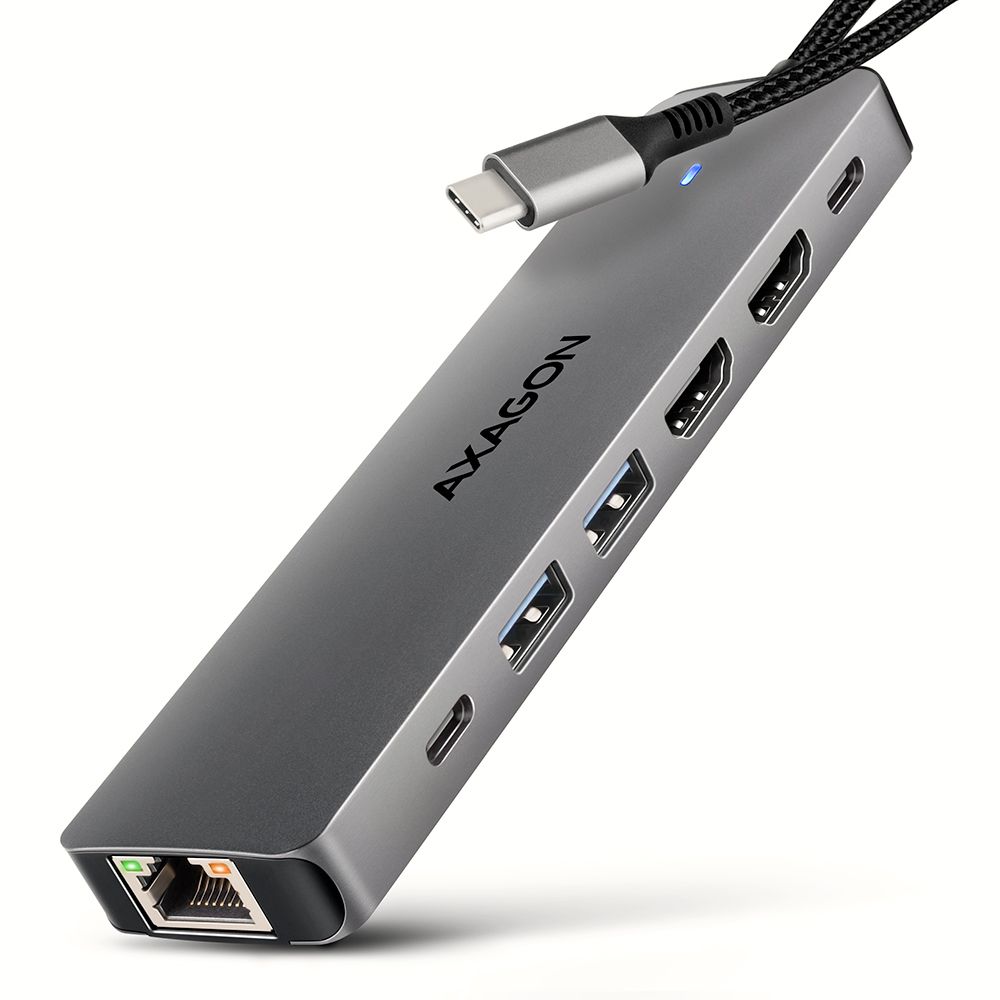 AXAGON HMC-7HX2 USB-C 5Gbps DUAL 4K DISPLAY 7in1 hub
