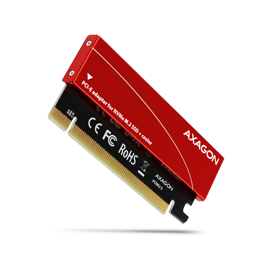 AXAGON PCEM2-S PCIe-3.0-x16-Adapter, 1x M.2-NVMe-SSD, bis 2280 - passive heatsink