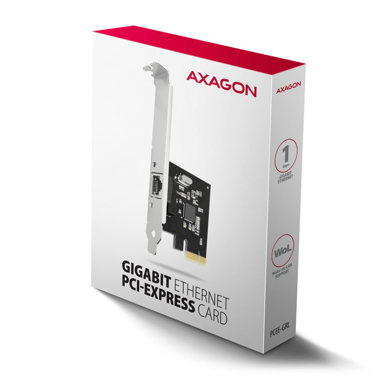 I/O bővítőkártya Axagon PCEE-GRL PCI-Express Gigabit Ethernet Realtek 8111L + LP