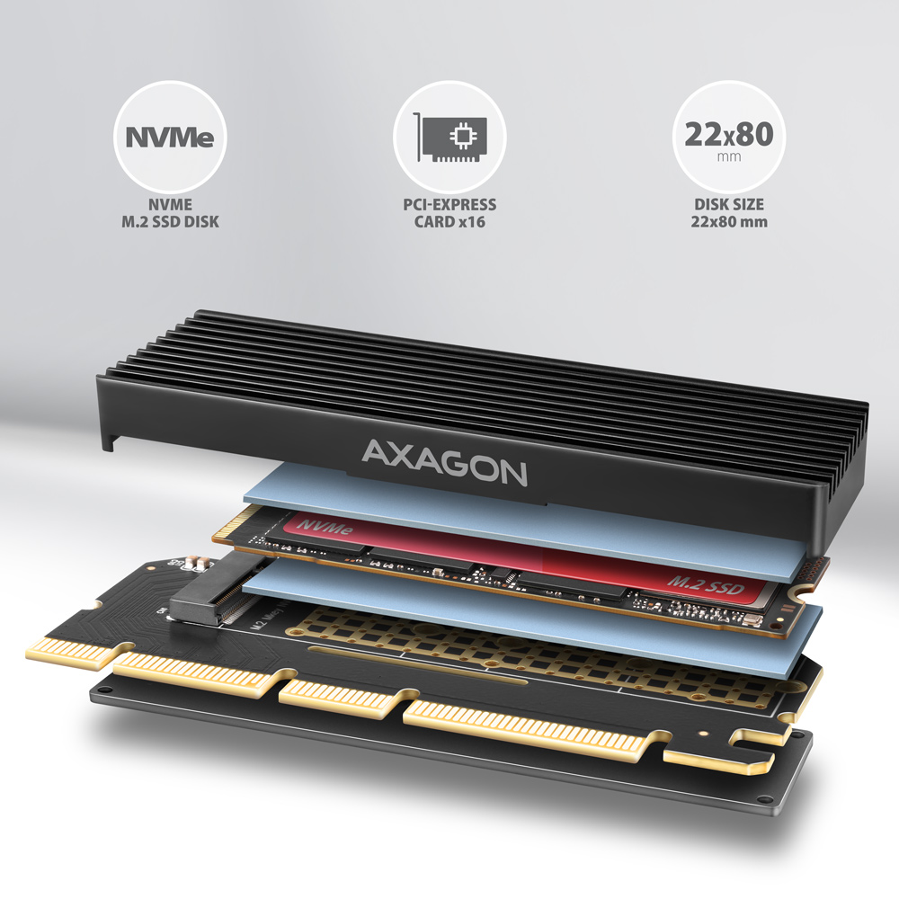 I/O bővítőkártya AXAGON PCEM2-XS PCIe NVMe M.2 adapter