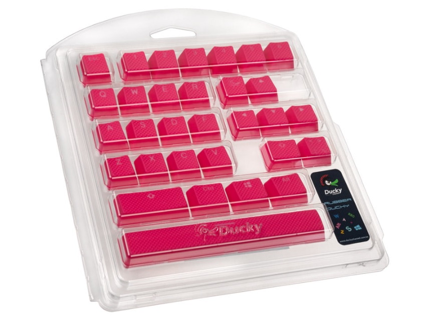 Ducky Rubber Keycap Set, 31 keys, double-shot, rubberized, for backlight - red