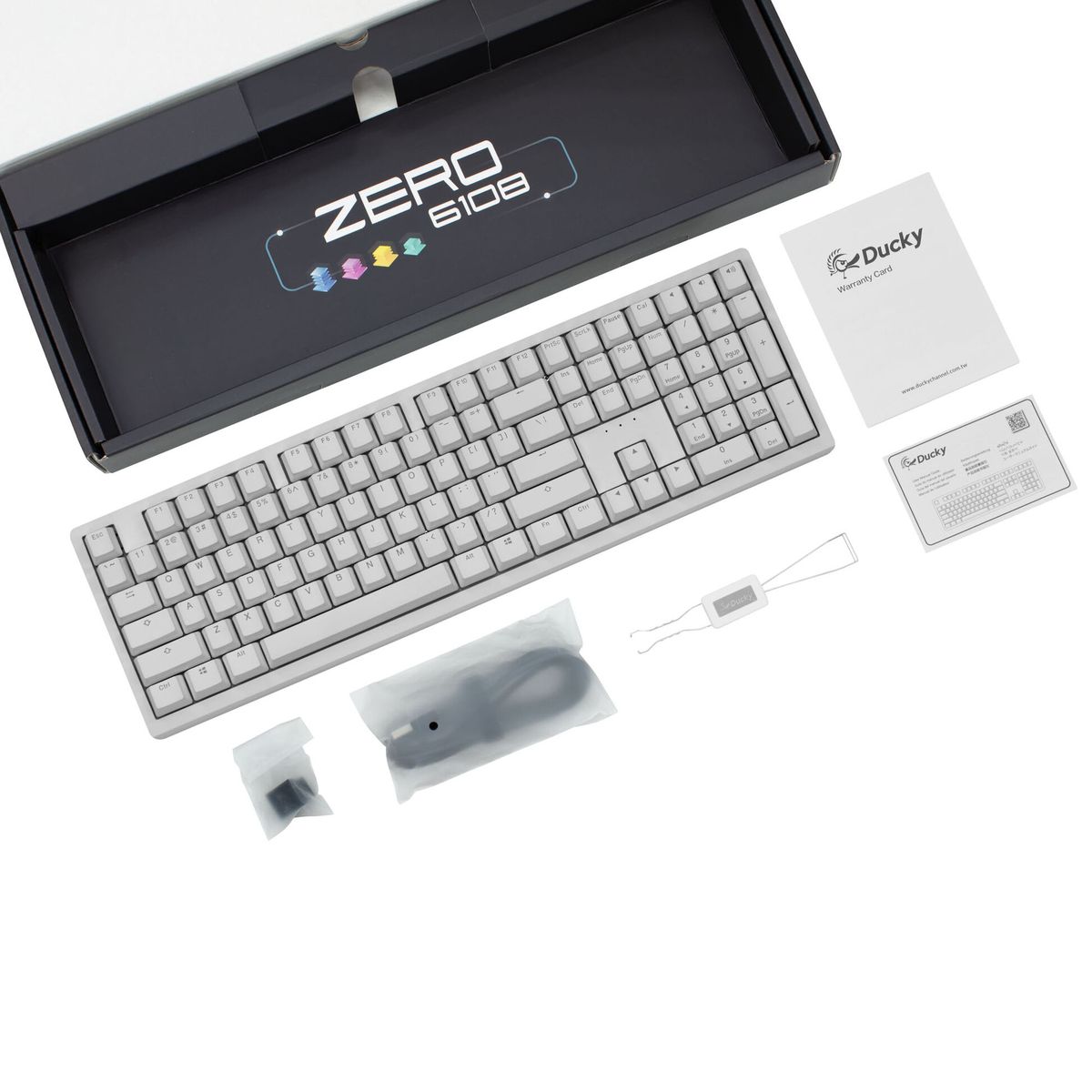 Ducky Zero 6108 Pure White Wireless Gaming Keyboard - MX2A Speed-Silver