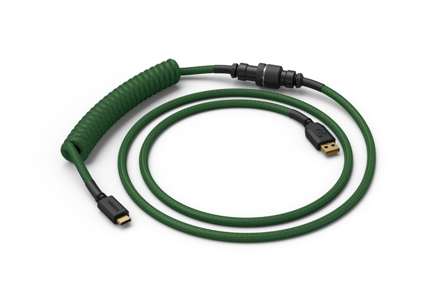 Glorious PC Gaming Race Coiled Cable Forest Green, USB-C to USB-A Spiralcable - 1,37m, green