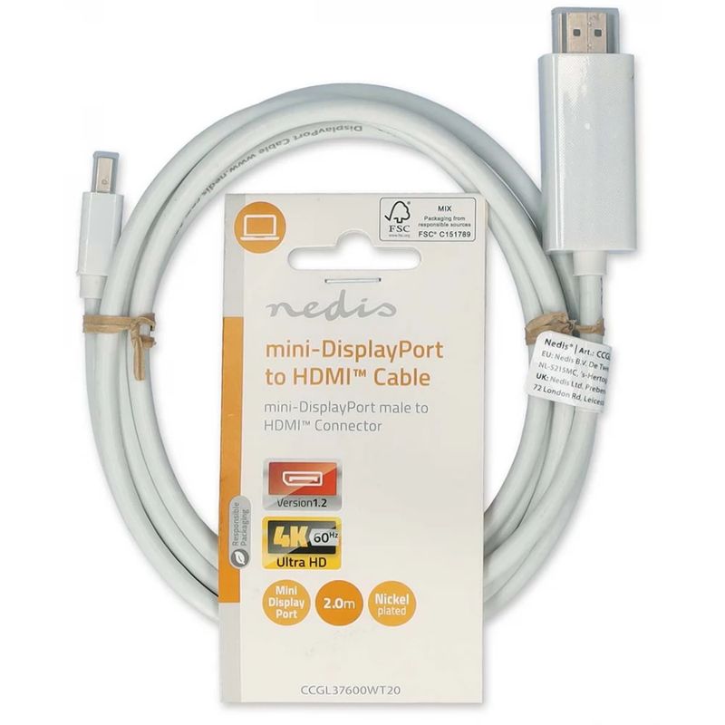 Kábel HDMI Átalakító HDMI (Male) - Mini DisplayPort (Male) 2m