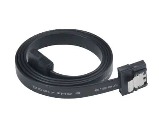 Super slim SATA rev 3.0 data cable with securing latches - 30cm, Black