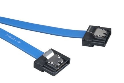 Super slim SATA rev 3.0 data cable with securing latches - 30cm, Blue