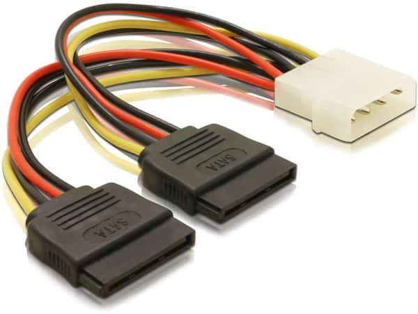 Cable power converter Molex (Male) - 2x SATA PWR (Female)