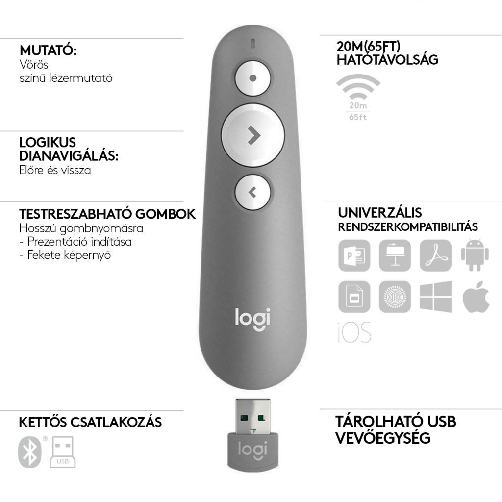 Logitech Wireless Presenter R500 Grau (910-006520)