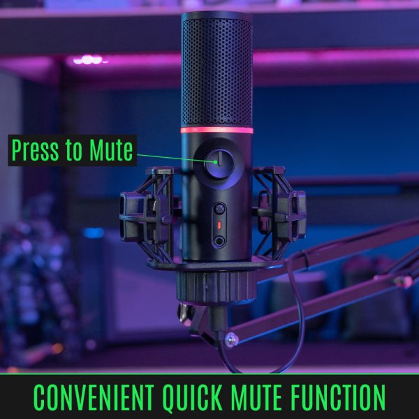 Mikrofon Streamplify MIC RGB Mount kardioid kondenzátor USB Fekete