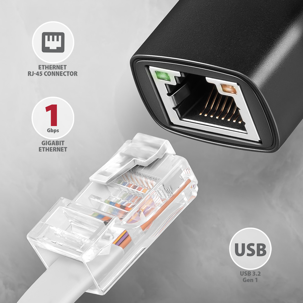 Ethernet Adapter AXAGON ADE-ARC USB-C Gigabit, fekete