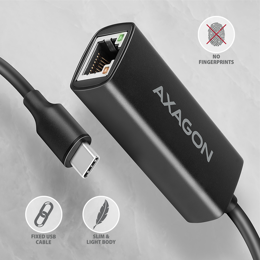 Ethernet Adapter AXAGON ADE-ARC USB-C Gigabit, fekete