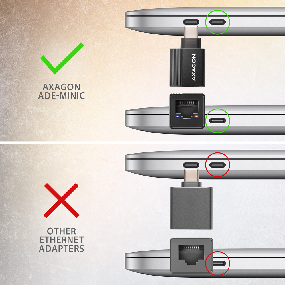 Ethernet Adapter AXAGON ADE-MINIC USB-C 3.2 Gigabit