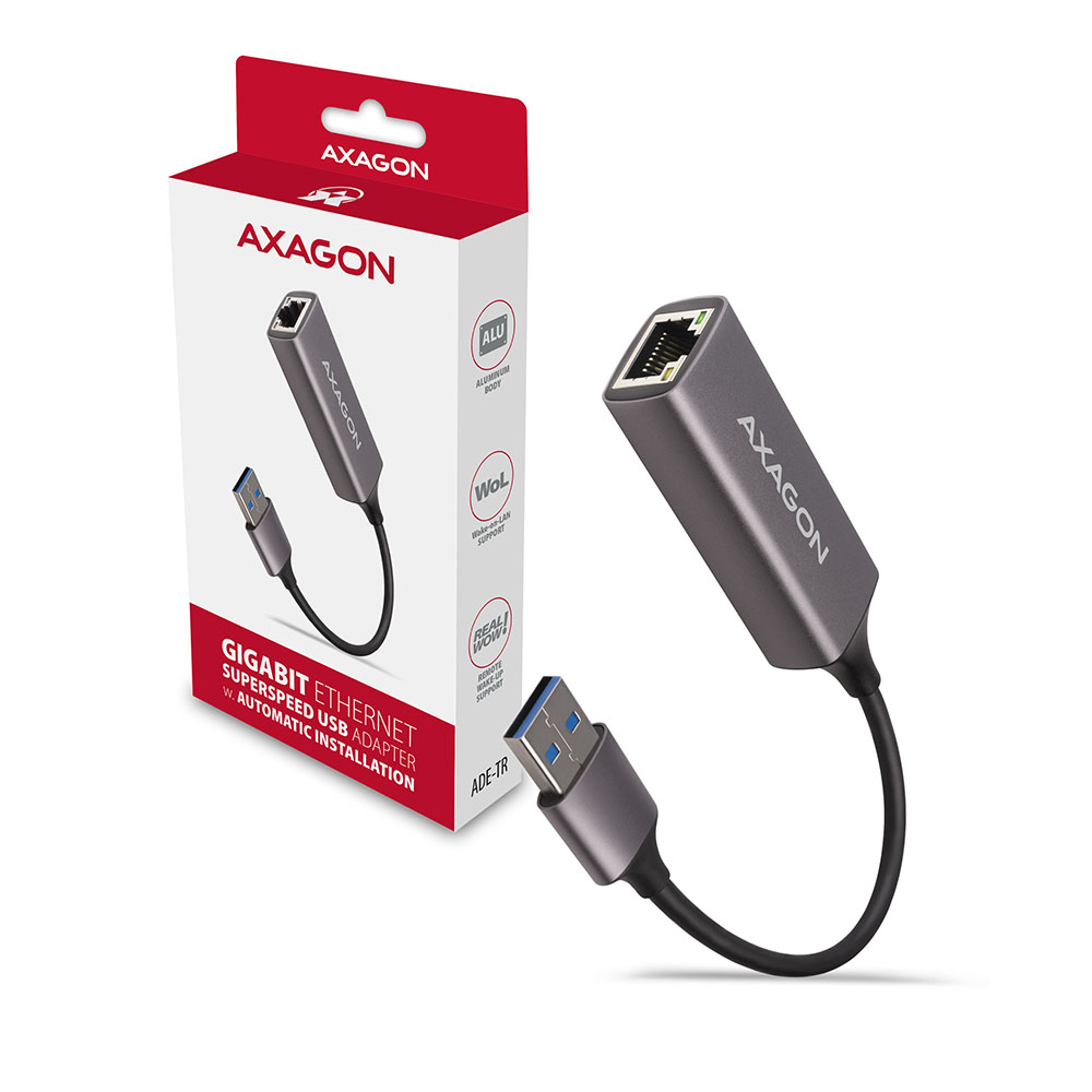 AXAGON ADE-TR Gigabit Ethernet 10/100/1000 Adapter - USB 3.1 Typ A, Titan