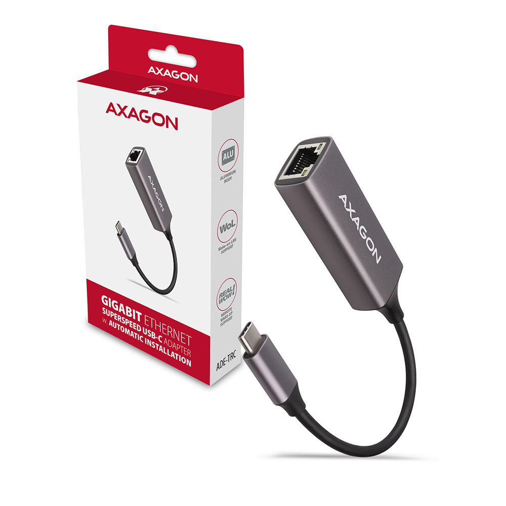 AXAGON ADE-TRC Gigabit Ethernet 10/100/1000 Adapter - USB 3.1 Typ C, Titangrau