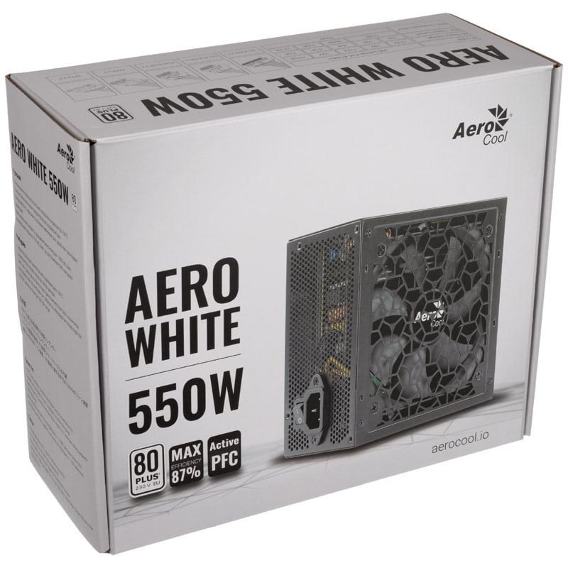 Tápegység Aerocool AERO White 550W 12cm ATX BOX 80+