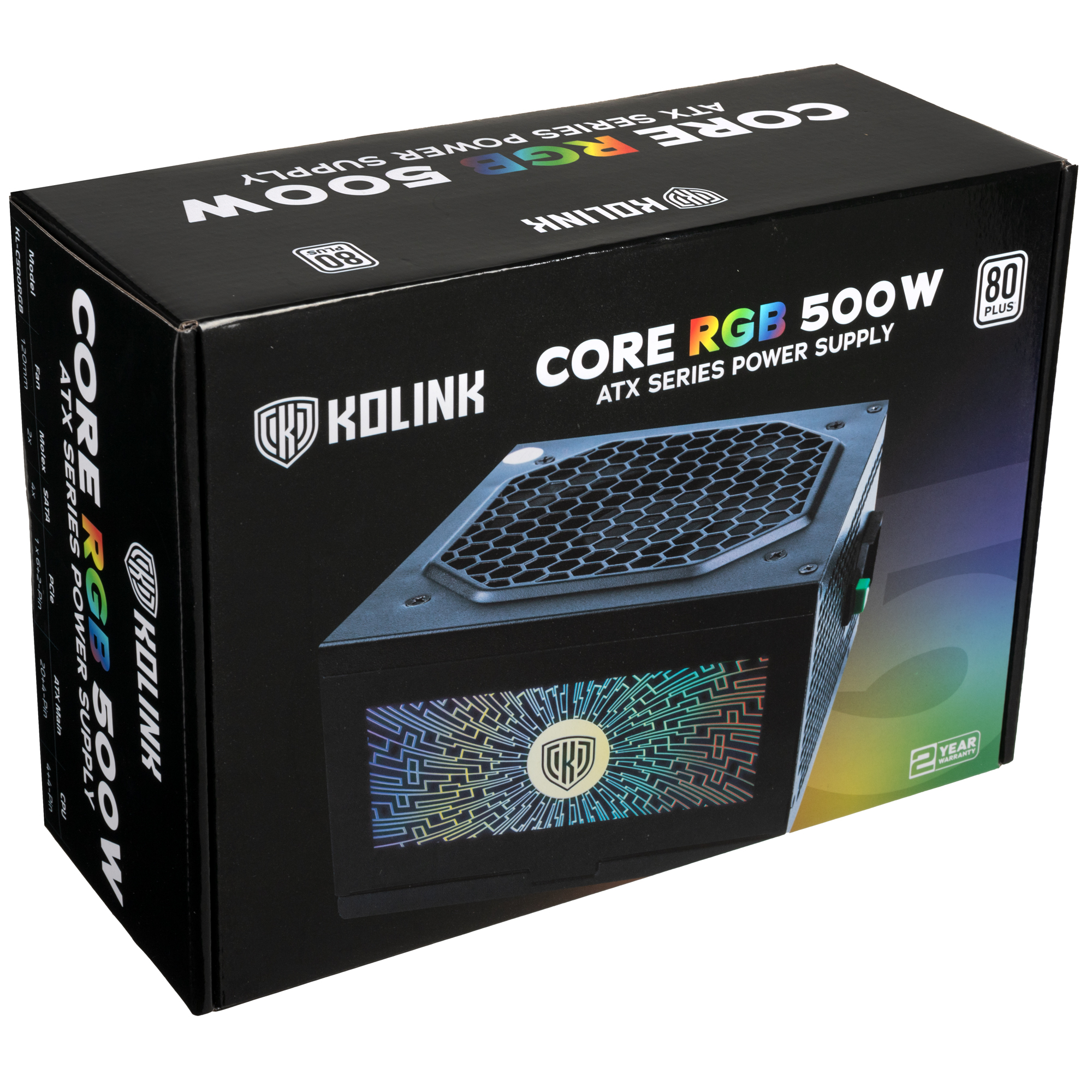 Tápegység Kolink Core ARGB 500W 12cm ATX BOX 80+