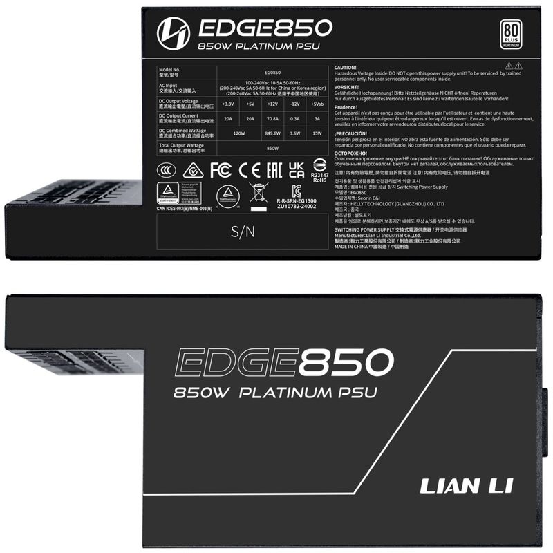 Lian Li EDGE EG0850 80 PLUS Platinum, PCIe 5.1, ATX 3.1 - 850 Watt, black