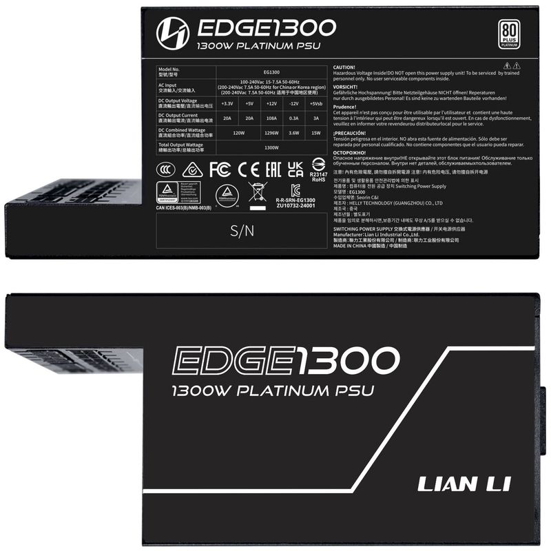 Lian Li EDGE EG1300 80 PLUS Platinum, PCIe 5.1, ATX 3.1 - 1300 Watt, black