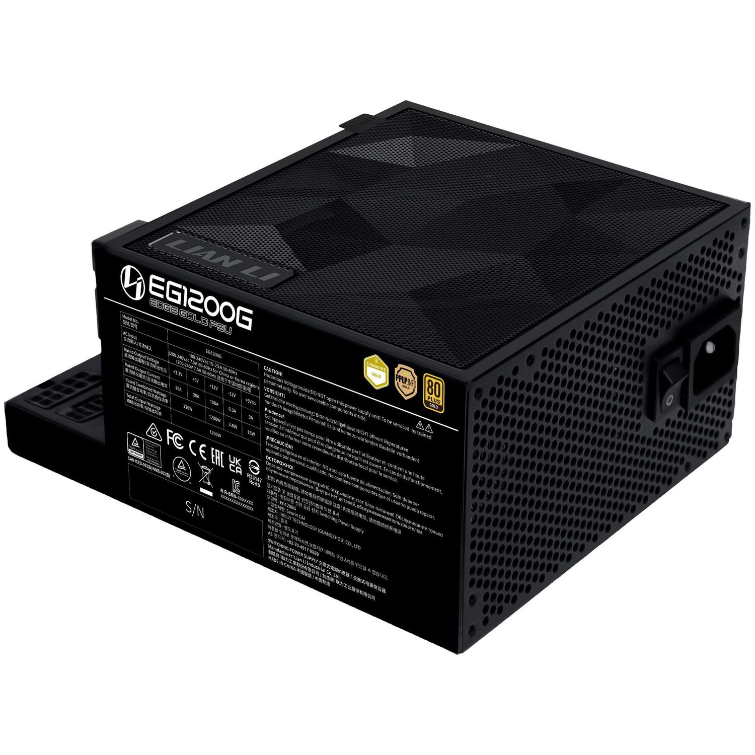 Lian Li EDGE GOLD 1200 80 PLUS Gold power supply, PCIe 5.1, ATX 3.1 - 1,200 watts, black, includi