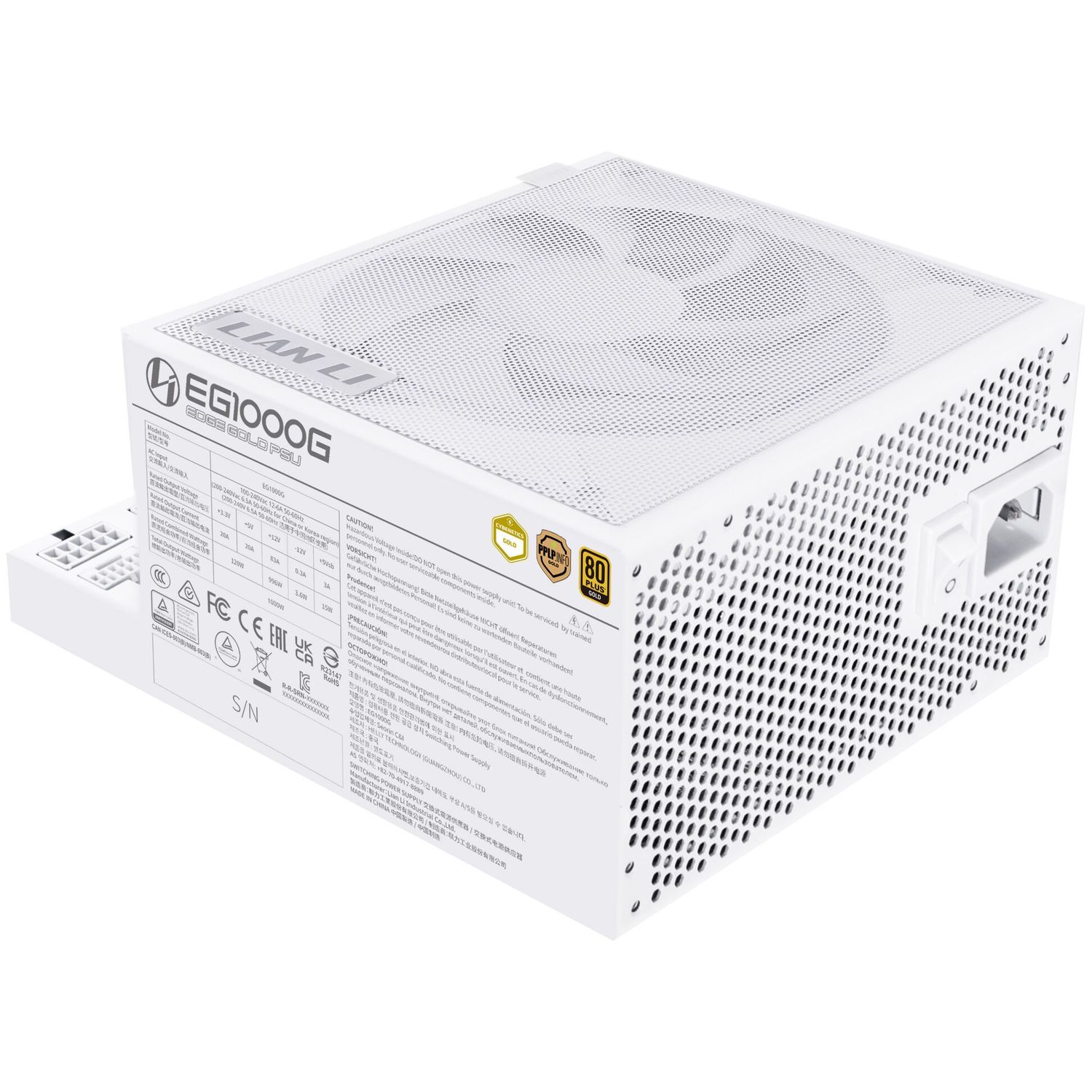 Tápegység Lian Li EDGE EG1000 80 PLUS Gold, + USB HUB, PCIe 5.1, ATX 3.1 - 1000 watt, fehér