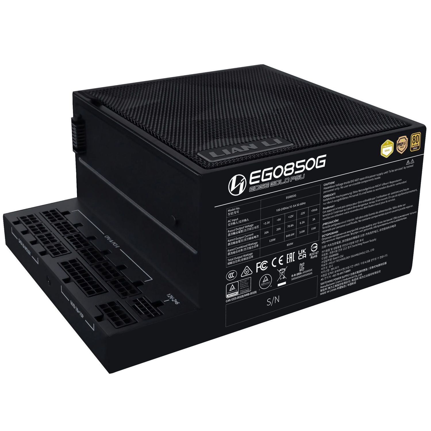 Tápegység Lian Li EDGE EG850 80 PLUS Gold, PCIe 5.1, ATX 3.1 - 850 watt, fekete