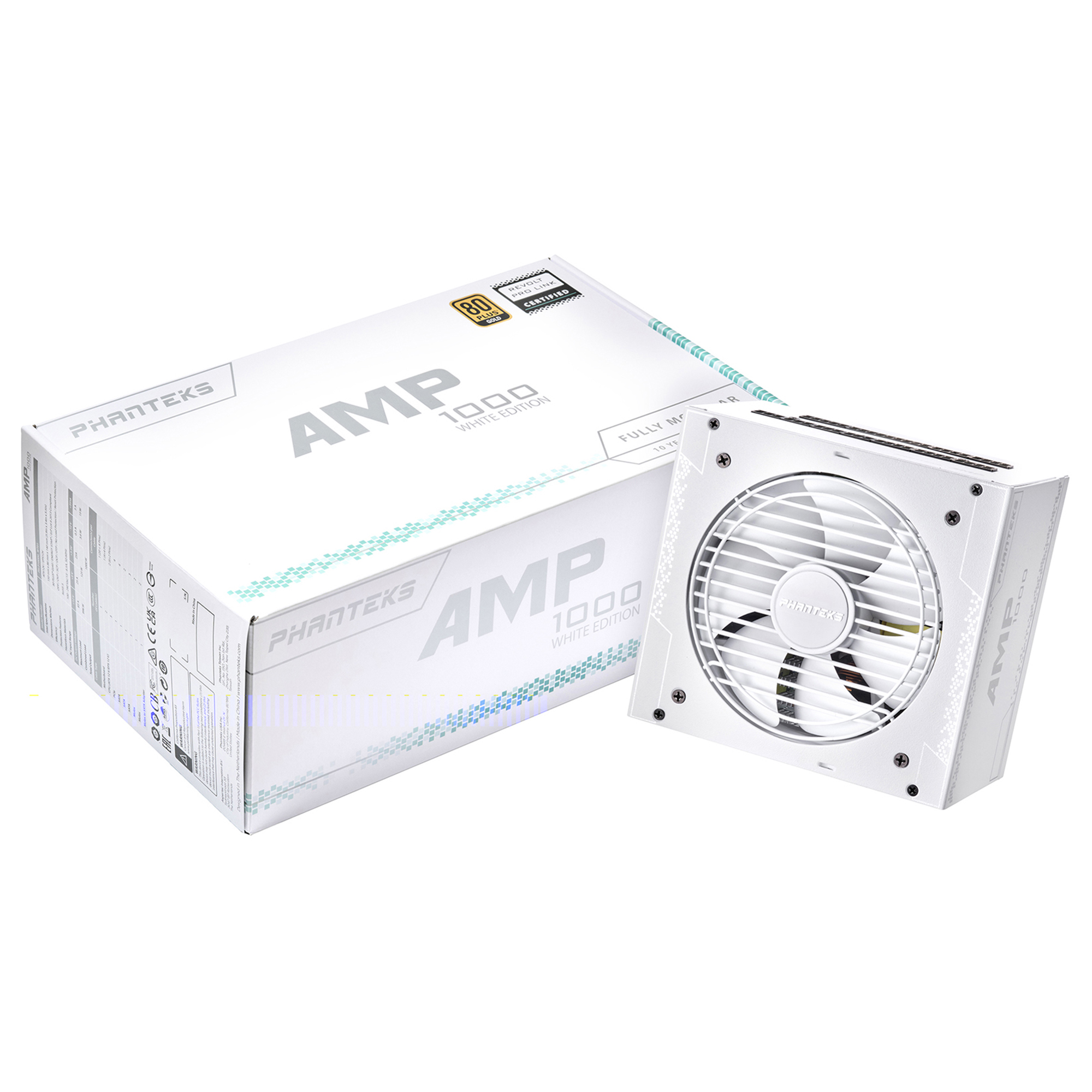 Tápegység PHANTEKS AMP v2 1000W 12cm ATX BOX 80+ Gold Moduláris Fehér PCI-e Gen 5