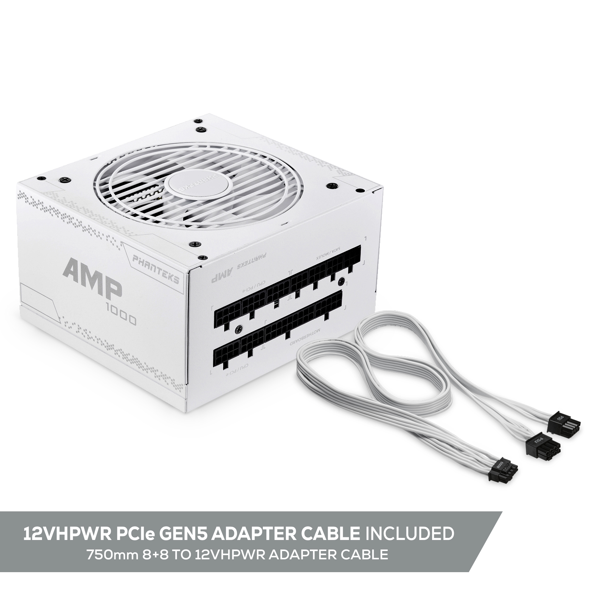 Tápegység PHANTEKS AMP v2 1000W 12cm ATX BOX 80+ Gold Moduláris Fehér PCI-e Gen 5