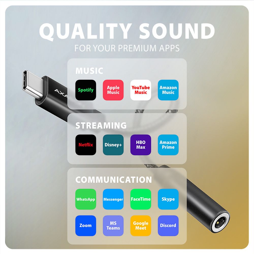 AXAGON ADA-HC USB-C – Hi-Res DAC Audio Adapter