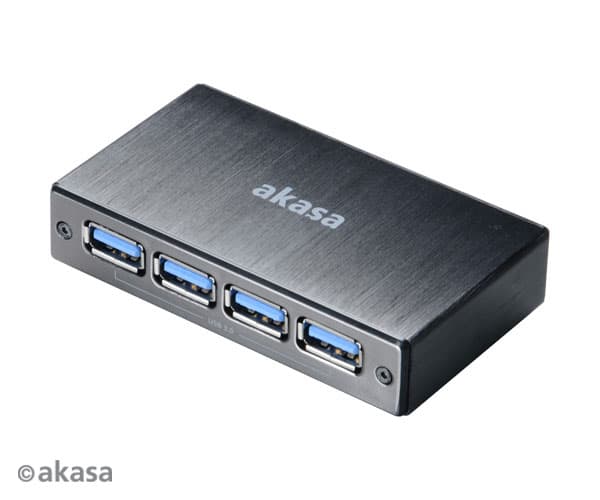 Akasa Connect 4SV Compact 4 Port USB3.0 Hubs Brushed Aluminium Body